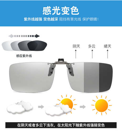 变色墨镜夹片超轻近视眼镜男