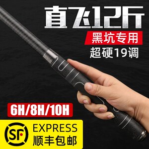 黑坑台钓竿碳素超轻超硬19调黑棍暴力杆6H8H10H钓鱼竿鱼竿战斗竿H