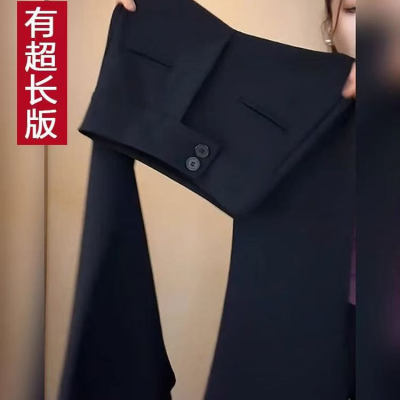 黑色西装微喇叭裤女加长版