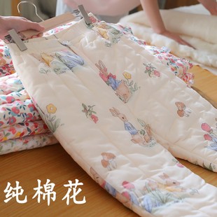 子冬季 高腰防寒直筒加厚裤 女士居家保暖裤 纯棉花手工棉裤