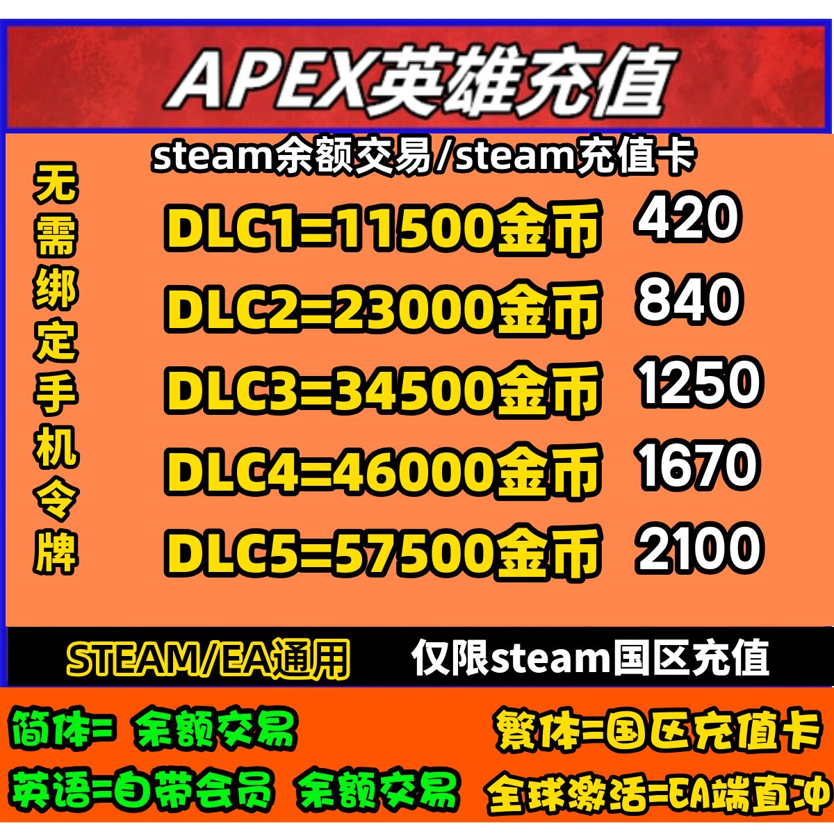 steamapex英雄亏本促销apex代充图片