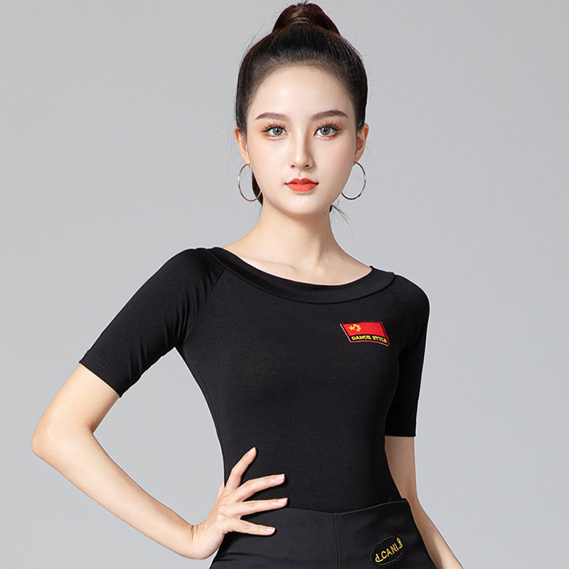夏季新款拉丁舞上衣女舞蹈衣服短袖国标舞摩登舞广场舞练功服上装