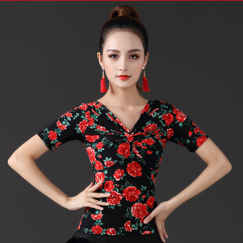 广场舞拉丁舞短袖舞服上衣
