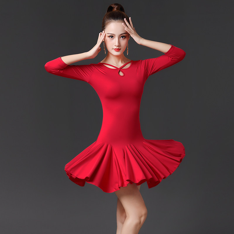 2026夏季拉丁舞蹈服连衣裙装表演出比赛练功服成人女交谊舞裙子