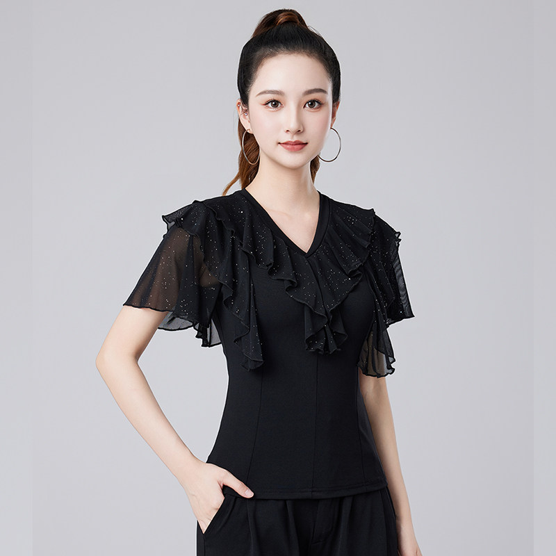 新款拉丁舞练功服短袖上衣2026夏季时尚舞服交谊舞广场舞演出服女