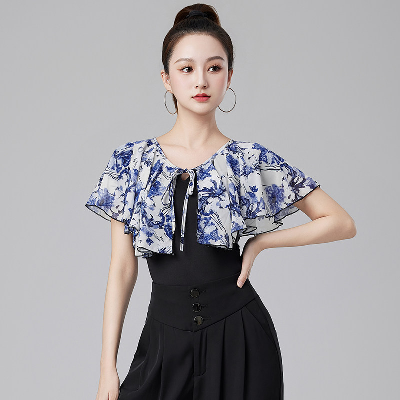 拉丁舞练功服短袖上衣女