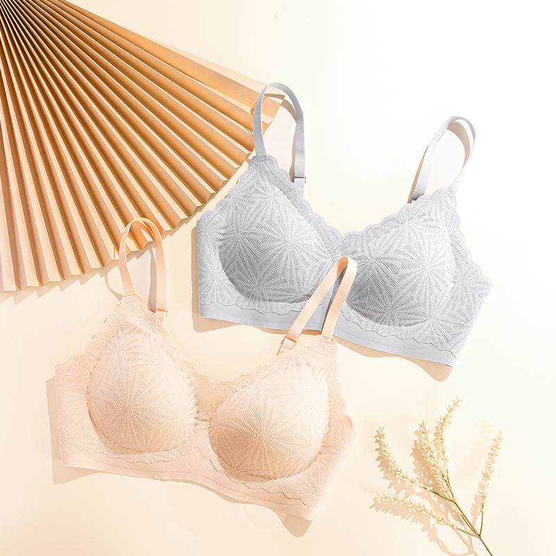 美背法式蕾丝文胸收副乳大胸显小柔软透气女士内衣爆款无痕胸罩