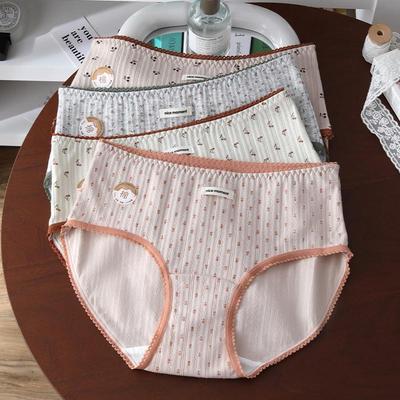 森系100%棉10A抗菌加长裆女内裤