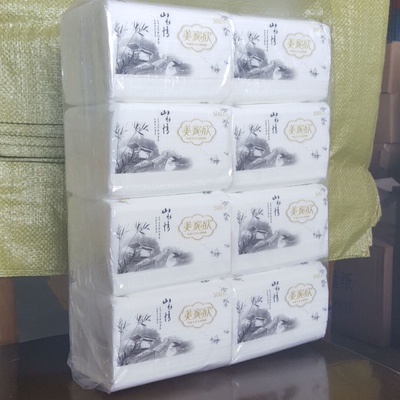 美家欣压花抽纸可湿水无纸屑8包装