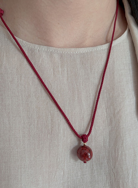 「燃」原创设计高晶体朱砂14K包金国风小众红色项链女生礼物本命