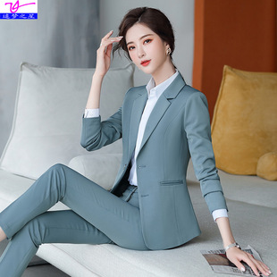 韩版 西装 女职业气质西服2020秋新款 工作服 套装 大学生上班面试正装