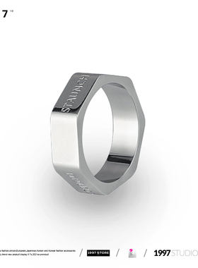 原创设计STAUNCH重工钛钢六边形七角螺母不锈钢戒指食指个性时尚