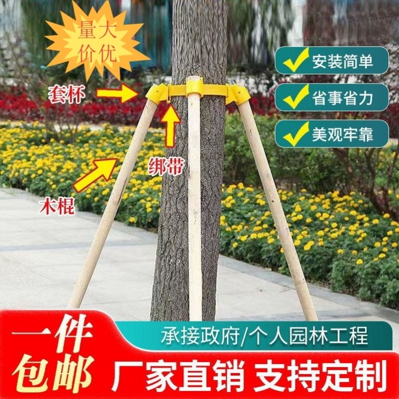 树木支撑杆绿化防风苗木杉木杨木松木支撑架三四脚架固定架套杯