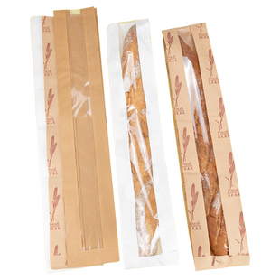 喇叭花法棍袋长条毛毛虫面包袋牛皮纸包装袋开窗防油烘焙纸袋子