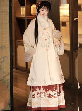 吾欣怡原创[新禧]明制汉服女合领长袄加绒加厚日常马面裙冬款套装