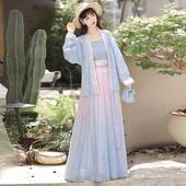 百褶裙吊带日常夏款 吾欣怡原创 对襟短衫 汉服女宋制飞机袖 半夏