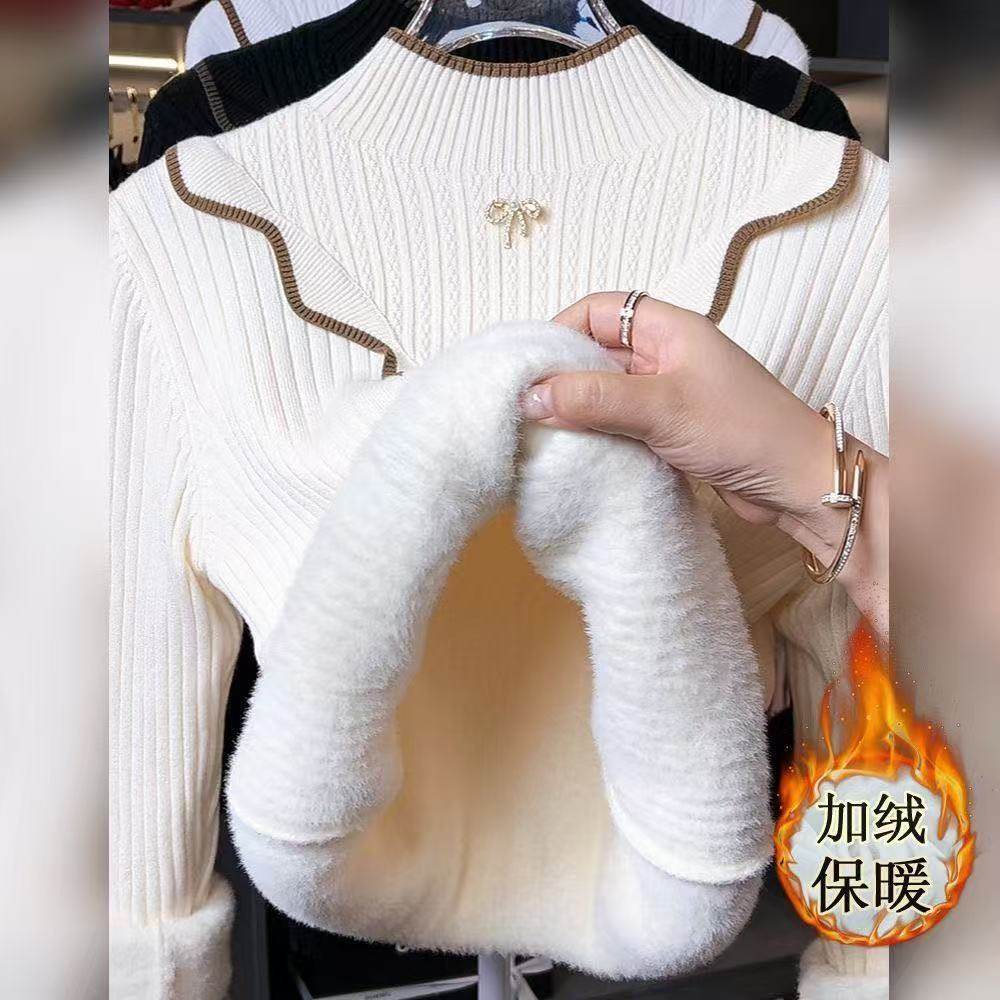 一体绒毛衣女2025秋冬季新款加绒加厚内搭半高领保暖衣洋气打底衫,女装/女士精品,毛针织衫,淘宝优惠券,粉丝福利购,淘宝优惠卷