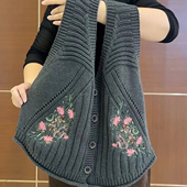 马甲显瘦休闲马夹女针织坎肩 开衫 2024春秋新款 刺绣v领百搭时尚