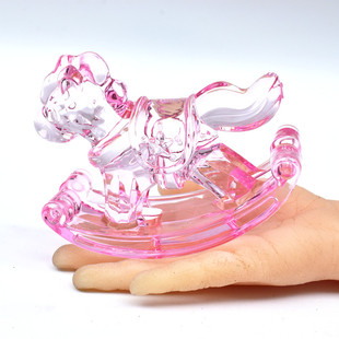 亚克力水晶透明粉色小马宝石小孩子男女生电玩抓娃娃机推糖机礼品