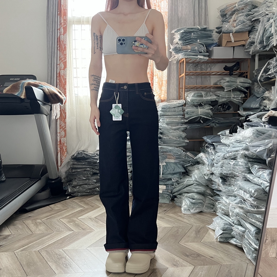 高弹冬天穿的中度绒）直筒拖地裤