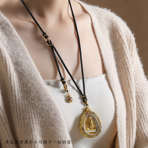 双挂吊坠挂绳手工编绳黄金八宝罗盘玉佩玉坠翡翠高货绳项链绳挂件