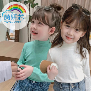 男童长袖 宝宝薄儿童打底衫 上 莫代尔软面料中领女款 女童白色t恤衫