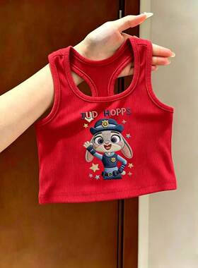女童朱迪尼克工字背心立体印花
