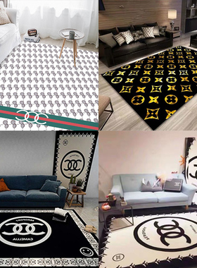 ins潮牌地毯网红黑色公主房卧室满铺客厅地垫拍照直播服装店少女
