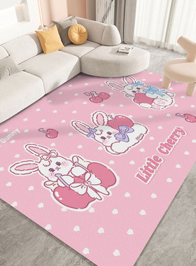 邦尼兔可爱卡通皮革地垫可擦洗免洗PVC防水防油防滑脚垫进门垫