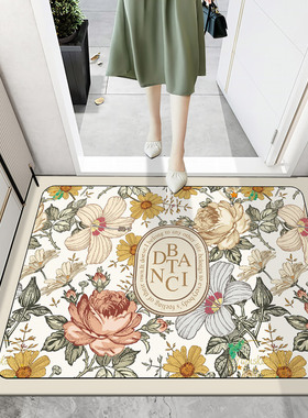 法式田园皮革地垫可擦洗免洗PVC防水防油防滑脚垫入户门口进门垫