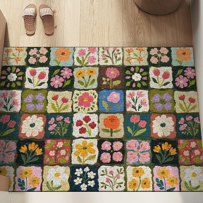 格格花丝圈玄关门垫免打理耐磨