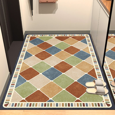 美式复古皮革地垫可擦洗免洗PVC防水防油防滑脚垫入户门口进门垫