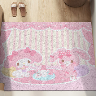 卡通三丽鸥丝圈脚垫入户进门地垫免打理耐磨蹭土可裁剪玄关门垫