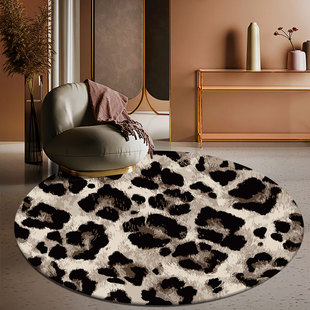 豹纹圆形皮革地垫可擦洗免洗PVC防水防油防滑客厅茶几卧室转椅垫