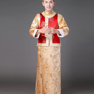 狗尾草清朝阿哥服装满族古装男成人贝勒爷地主年会运动会舞台