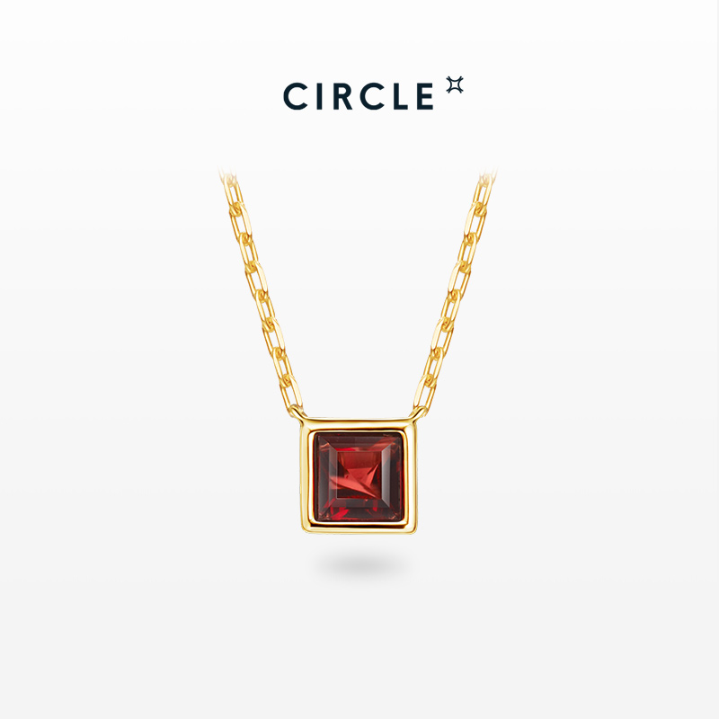 CIRCLE珠宝18K黄金石榴石项链女