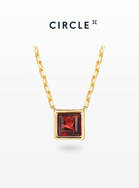 CIRCLE珠宝窗户系列天然石榴石18K金红色宝石项链女中式国风吊坠