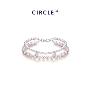 CIRCLE珠宝木兰大小天然淡水珍珠手链小米珠双层叠戴款S925银手串