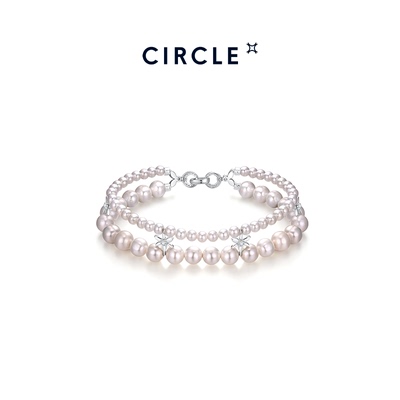 CIRCLE珠宝淡水珍珠双层叠戴手链
