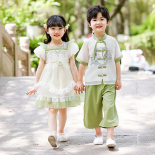 男童汉服夏季中国风日常高端女童唐装套装中式古装儿童国学演出服