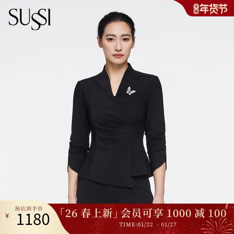 SUSSI/古色26春新款商场同款长袖上衣设计师小众时尚修身遮肉,女装/女士精品,蕾丝衫/雪纺衫,淘宝优惠券,粉丝福利购,淘宝优惠卷