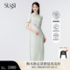 盘扣高级感提花旗袍女 苍葭绿中式 SUSSI 古色商场同款