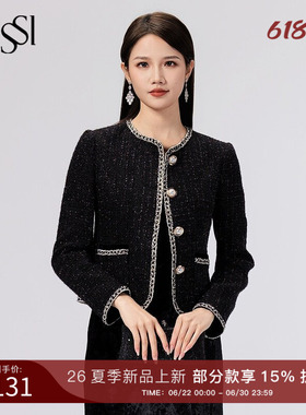SUSSI/古色季新款黑色经典小香风名媛风短款外套女装