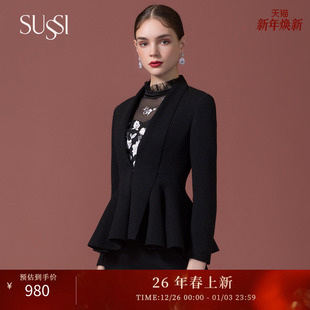 黑色西装 SUSSI 长安大都商场同款 新款 外套2204W1300 古色冬季