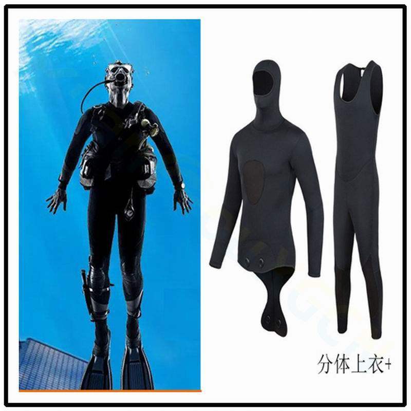 5/3.5/5.5mm长袖湿式潜水服水肺深潜连体潜水衣保暖整套