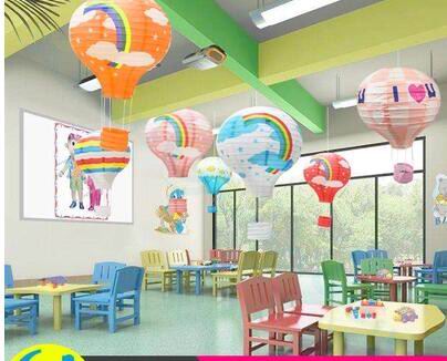 彩色热气球中秋纸灯笼圣诞婚庆店庆商场装饰幼儿园手工灯笼挂饰