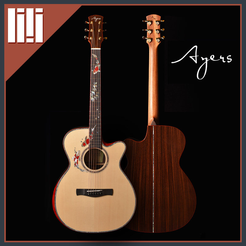 吉他平方ayers 爱乐诗大师款锦鲤阿尔卑斯云杉紫檀全单民谣木吉他