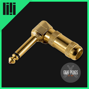 美国原装 GH铜芯直连大二芯单声道TS乐器线插接头镀镍镀金弯头RF2P