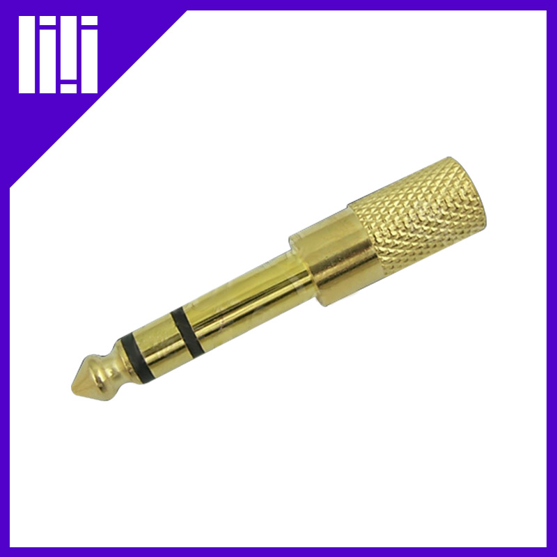 吉他平方定制款镀金纯金属音频转换头3.5转6.35大转小 小转大现货