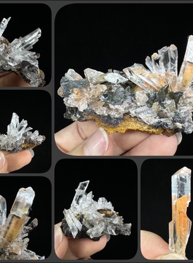 贵州石膏包裹橙色晶体二次结晶天然矿物晶体矿石标本原石教学标本